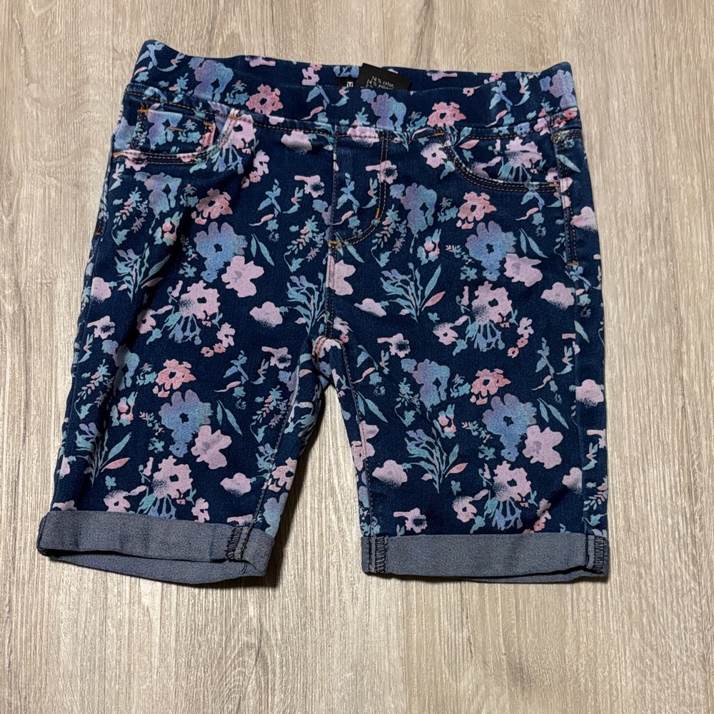 Tractor Floral Patterned Kids' Denim Shorts